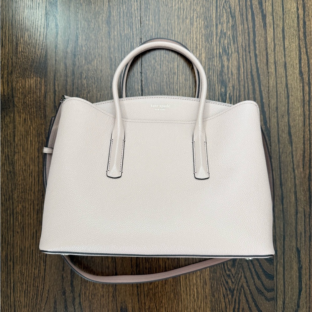 Kate Spade Pale Pink Pebbled Leather Satchel with Shoulder Strap